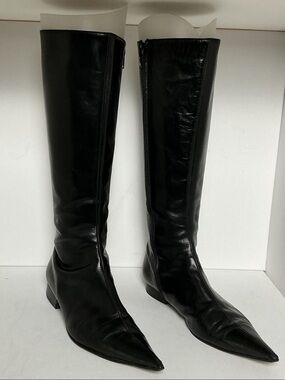 Vintage Mare Classic Black  Pointed Leather Boots